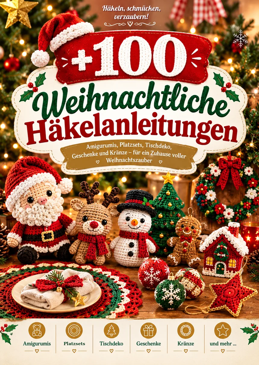 Cover +100 Weihnachtliche Häkelanleitungen